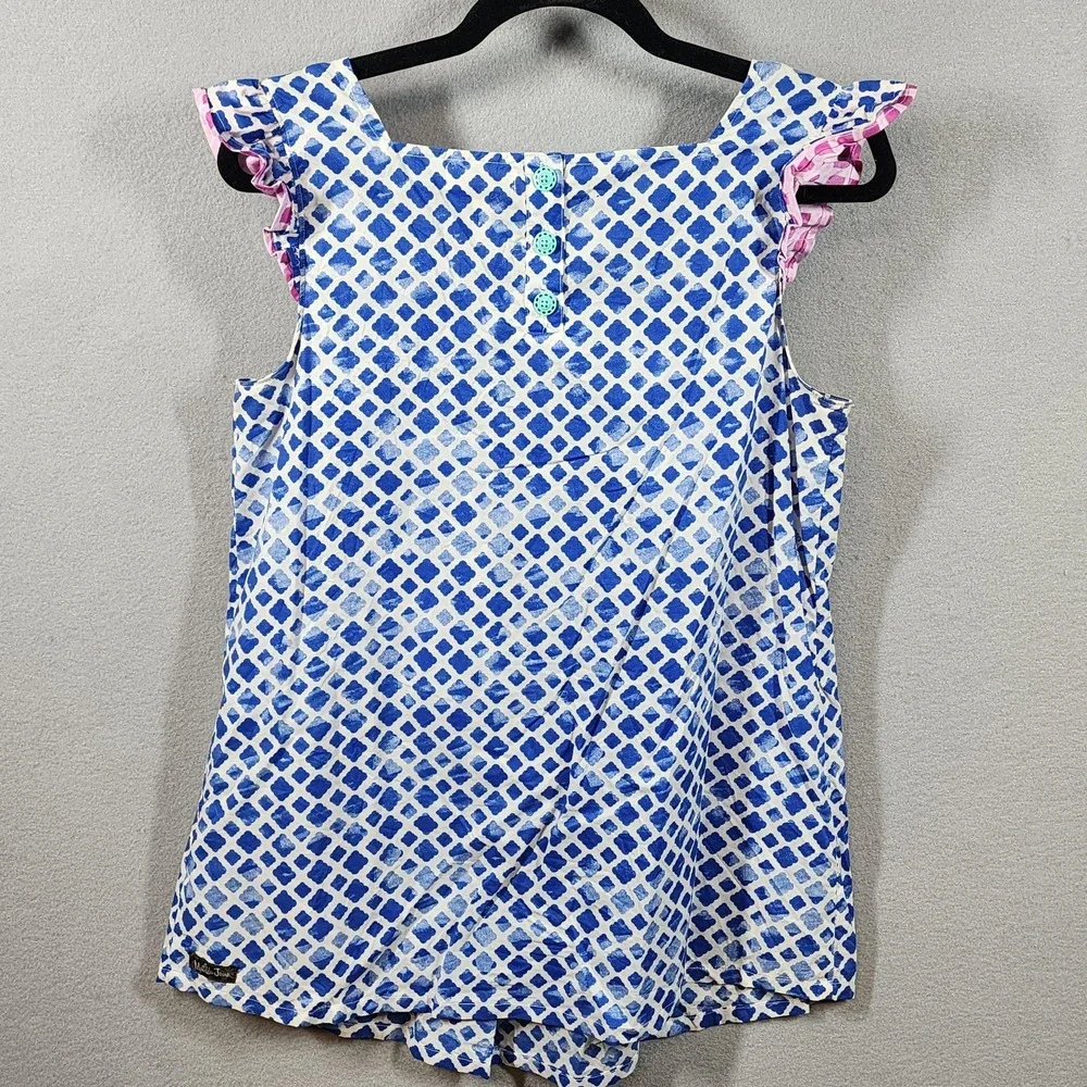 Matilda Jane Shirt Womens Medium‎ Smocked Sleeveless Ruffle Boho Tassel